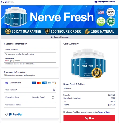 Nerve Fresh secure checkout page